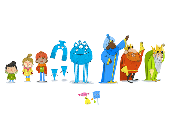 Banco Sabadell animación 2D ilustración infantil Navidad Xmas cabalgata Reyes Magos 2016 Mr John Sample animation character design diseño personajes