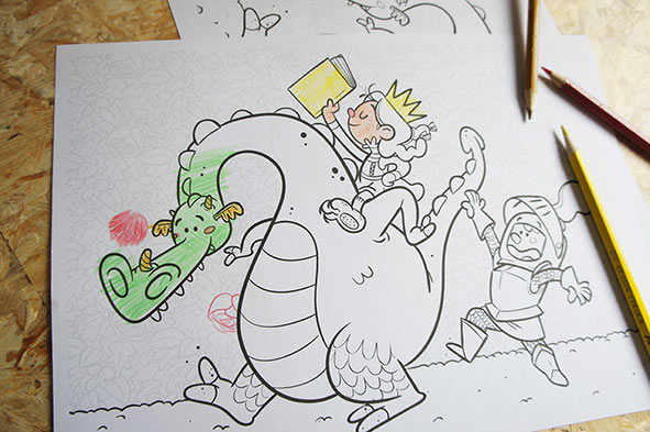 Sant Jordi Colorear ilustración infantil 2016 download libro infantil Donde viven los monstruos dragon princesa